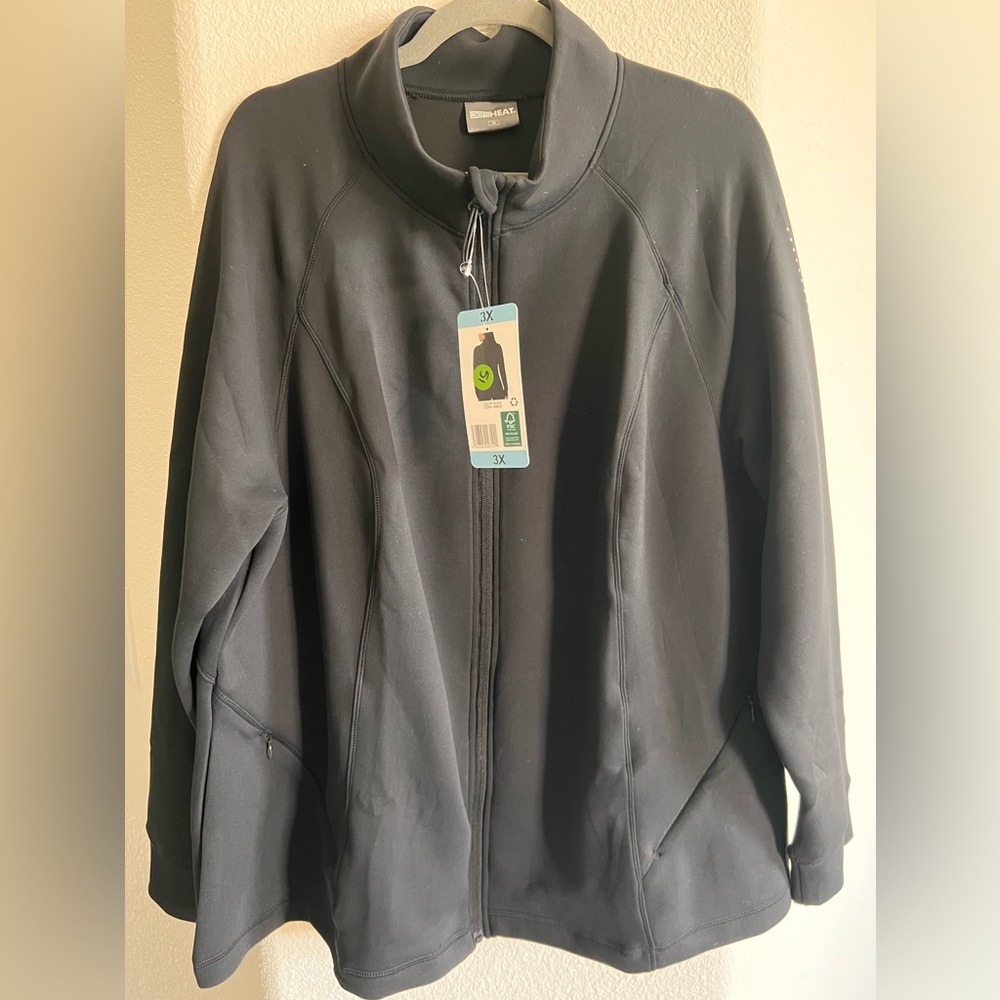 Womens 3X 32 Degrees Heat Black Full Zip Jacket